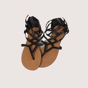 JustFab Black Gladiator Sandals Size 5.5